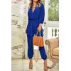 imagePRETTYGARDEN Womens Spring Fall Jumpsuits Casual Dressy One Piece Outfits V Neck Long Sleeve Belt Pockets Long Pants RomperRoyal Blue