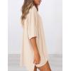 imagePRETTYGARDEN Womens Two Piece Lounge Set 2025 Summer Casual Oversized Shirts Biker Shorts Matching Airport Travel OutfitBeige