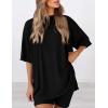 imagePRETTYGARDEN Womens Two Piece Lounge Set 2025 Summer Casual Oversized Shirts Biker Shorts Matching Airport Travel OutfitBlack