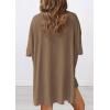 imagePRETTYGARDEN Womens Two Piece Lounge Set 2025 Summer Casual Oversized Shirts Biker Shorts Matching Airport Travel OutfitDark Khaki