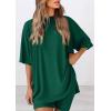 imagePRETTYGARDEN Womens Two Piece Lounge Set 2025 Summer Casual Oversized Shirts Biker Shorts Matching Airport Travel OutfitGreen
