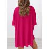imagePRETTYGARDEN Womens Two Piece Lounge Set 2025 Summer Casual Oversized Shirts Biker Shorts Matching Airport Travel OutfitRose Red