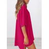 imagePRETTYGARDEN Womens Two Piece Lounge Set 2025 Summer Casual Oversized Shirts Biker Shorts Matching Airport Travel OutfitRose Red