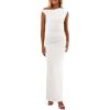 imagePRETTYGARDEN Womens 2025 Summer Formal Maxi Dresses Sleeveless One Shoulder Bodycon Ruched Mesh Wedding Guest Cocktail DressWhite
