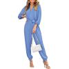 imagePRETTYGARDEN Womens Spring Fall Jumpsuits Casual Dressy One Piece Outfits V Neck Long Sleeve Belt Pockets Long Pants RomperSky Blue