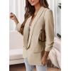 imagePRETTYGARDEN Womens Casual Blazer 2025 Spring Fall Fashion Long Sleeve Open Front Work Office Suit JacketsBeige White