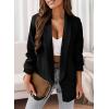 imagePRETTYGARDEN Womens Casual Blazer 2025 Spring Fall Fashion Long Sleeve Open Front Work Office Suit JacketsBlack