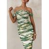 imagePRETTYGARDEN Womens Ruched Bodycon Maxi Dress 2025 Summer Off Shoulder Floral Mesh Cocktail Party Fitted DressesDark Army Green Floral