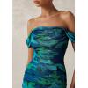 imagePRETTYGARDEN Womens Ruched Bodycon Maxi Dress 2025 Summer Off Shoulder Floral Mesh Cocktail Party Fitted DressesGreen Floral