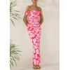 imagePRETTYGARDEN Womens Ruched Bodycon Maxi Dress 2025 Summer Off Shoulder Floral Mesh Cocktail Party Fitted DressesPink Daisy