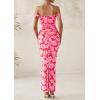 imagePRETTYGARDEN Womens Ruched Bodycon Maxi Dress 2025 Summer Off Shoulder Floral Mesh Cocktail Party Fitted DressesPink Daisy