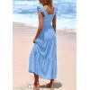 imagePRETTYGARDEN Womens Summer Square Neck Maxi Dresses Cap Sleeve Eyelet Smocked Tiered A Line Flowy Long Dress with PocketsLight Blue