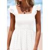imagePRETTYGARDEN Womens Summer Square Neck Maxi Dresses Cap Sleeve Eyelet Smocked Tiered A Line Flowy Long Dress with PocketsWhite