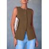 imagePRETTYGARDEN Womens Summer Suit Vest Tops 2025 Dressy Business Casual Sleeveless Button Down Trendy Fashion Blazer WaistcoatCoffee