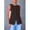 imagePRETTYGARDEN Womens Summer Suit Vest Tops 2025 Dressy Business Casual Sleeveless Button Down Trendy Fashion Blazer WaistcoatDark Coffee