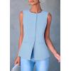 imagePRETTYGARDEN Womens Summer Suit Vest Tops 2025 Dressy Business Casual Sleeveless Button Down Trendy Fashion Blazer WaistcoatLight Blue