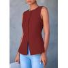 imagePRETTYGARDEN Womens Summer Suit Vest Tops 2025 Dressy Business Casual Sleeveless Button Down Trendy Fashion Blazer WaistcoatOrange Red