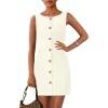 imagePRETTYGARDEN Work Dresses for Women 2025 Spring Business Formal Short Dress Sleeveless Button Down Elegant Office OutfitsApricot