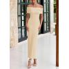 imagePRETTYGARDEN Off The Shoulder Dresses for Women 2025 Summer Elegant Bodycon Formal Cocktail Party Evening Maxi Long DressApricot