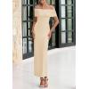 imagePRETTYGARDEN Off The Shoulder Dresses for Women 2025 Summer Elegant Bodycon Formal Cocktail Party Evening Maxi Long DressApricot