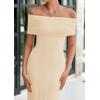 imagePRETTYGARDEN Off The Shoulder Dresses for Women 2025 Summer Elegant Bodycon Formal Cocktail Party Evening Maxi Long DressApricot