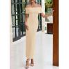 imagePRETTYGARDEN Off The Shoulder Dresses for Women 2025 Summer Elegant Bodycon Formal Cocktail Party Evening Maxi Long DressApricot