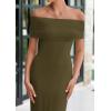 imagePRETTYGARDEN Off The Shoulder Dresses for Women 2025 Summer Elegant Bodycon Formal Cocktail Party Evening Maxi Long DressArmy Green