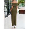 imagePRETTYGARDEN Off The Shoulder Dresses for Women 2025 Summer Elegant Bodycon Formal Cocktail Party Evening Maxi Long DressArmy Green