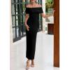 imagePRETTYGARDEN Off The Shoulder Dresses for Women 2025 Summer Elegant Bodycon Formal Cocktail Party Evening Maxi Long DressBlack