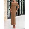 imagePRETTYGARDEN Off The Shoulder Dresses for Women 2025 Summer Elegant Bodycon Formal Cocktail Party Evening Maxi Long DressDark Khaki