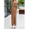 imagePRETTYGARDEN Off The Shoulder Dresses for Women 2025 Summer Elegant Bodycon Formal Cocktail Party Evening Maxi Long DressDark Khaki