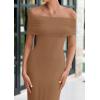 imagePRETTYGARDEN Off The Shoulder Dresses for Women 2025 Summer Elegant Bodycon Formal Cocktail Party Evening Maxi Long DressDark Khaki