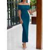 imagePRETTYGARDEN Off The Shoulder Dresses for Women 2025 Summer Elegant Bodycon Formal Cocktail Party Evening Maxi Long DressPeacock Blue