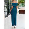imagePRETTYGARDEN Off The Shoulder Dresses for Women 2025 Summer Elegant Bodycon Formal Cocktail Party Evening Maxi Long DressPeacock Blue