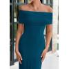 imagePRETTYGARDEN Off The Shoulder Dresses for Women 2025 Summer Elegant Bodycon Formal Cocktail Party Evening Maxi Long DressPeacock Blue