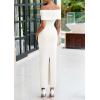 imagePRETTYGARDEN Off The Shoulder Dresses for Women 2025 Summer Elegant Bodycon Formal Cocktail Party Evening Maxi Long DressWhite