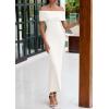 imagePRETTYGARDEN Off The Shoulder Dresses for Women 2025 Summer Elegant Bodycon Formal Cocktail Party Evening Maxi Long DressWhite