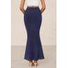 imagePRETTYGARDEN Women Fitted Mesh Mermaid Skirt 2025 Spring Summer Casual High Waisted Ruched Maxi Long Bodycon Going Out SkirtsNavy