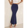 imagePRETTYGARDEN Women Fitted Mesh Mermaid Skirt 2025 Spring Summer Casual High Waisted Ruched Maxi Long Bodycon Going Out SkirtsNavy