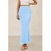 imagePRETTYGARDEN Women Fitted Mesh Mermaid Skirt 2025 Spring Summer Casual High Waisted Ruched Maxi Long Bodycon Going Out SkirtsSky Blue