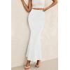 imagePRETTYGARDEN Women Fitted Mesh Mermaid Skirt 2025 Spring Summer Casual High Waisted Ruched Maxi Long Bodycon Going Out SkirtsWhite