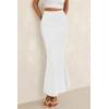 imagePRETTYGARDEN Women Fitted Mesh Mermaid Skirt 2025 Spring Summer Casual High Waisted Ruched Maxi Long Bodycon Going Out SkirtsWhite
