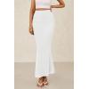 imagePRETTYGARDEN Women Fitted Mesh Mermaid Skirt 2025 Spring Summer Casual High Waisted Ruched Maxi Long Bodycon Going Out SkirtsWhite