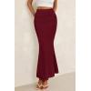 imagePRETTYGARDEN Women Fitted Mesh Mermaid Skirt 2025 Spring Summer Casual High Waisted Ruched Maxi Long Bodycon Going Out SkirtsWine Red