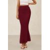 imagePRETTYGARDEN Women Fitted Mesh Mermaid Skirt 2025 Spring Summer Casual High Waisted Ruched Maxi Long Bodycon Going Out SkirtsWine Red
