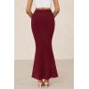 imagePRETTYGARDEN Women Fitted Mesh Mermaid Skirt 2025 Spring Summer Casual High Waisted Ruched Maxi Long Bodycon Going Out SkirtsWine Red