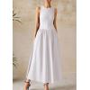 imagePRETTYGARDEN Women Maxi Dresses 2025 Summer Casual Sleeveless Patchwork Knit Tank Dress Flowy Beach Sundress Long DressWhite