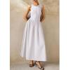 imagePRETTYGARDEN Women Maxi Dresses 2025 Summer Casual Sleeveless Patchwork Knit Tank Dress Flowy Beach Sundress Long DressWhite