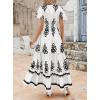 imagePRETTYGARDEN Womens 2025 Summer Casual V Neck Boho Maxi Dress Flowy Aline Bell Sleeve Tiered Floral Dresses with PocketFloral White Black