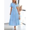 imagePRETTYGARDEN Womens 2025 Summer Maxi Dress Short Sleeve V Neck Hollow Out Eyelet A Line Long Flowy Beach Vacation DressesLight Blue